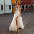 Customized Beach Tulle Wedding Dresses Boho Side Split A-Line