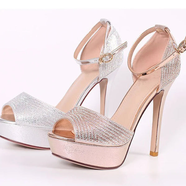 Women 12cm High Heels Platform Peep Toe Pumps Sandals