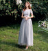 Bridesmaid Dress Elegant Tulle Ankle Length Gown With Elastic Waistband And Appliques Bridesmaid Dresses