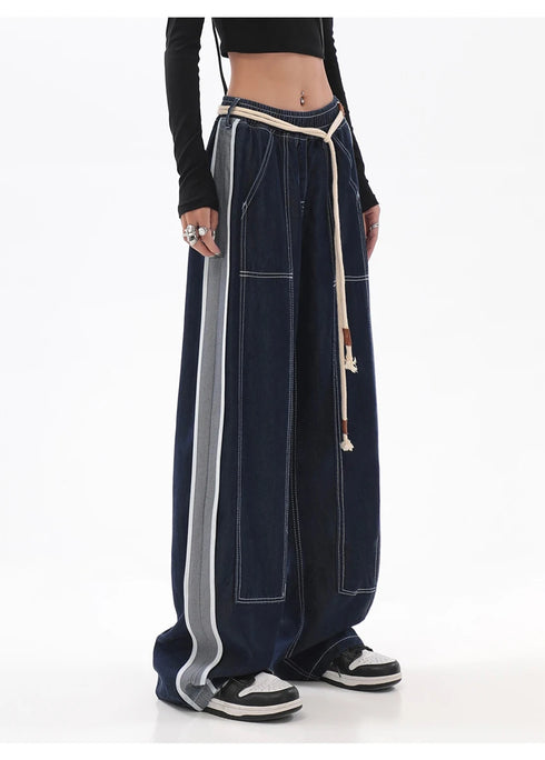 Womens Baggy Denim Jeans - High Waist Straight Leg Streetwear Trousers for Effortless Fall Outfits with Jeans, Perfect for Any Season