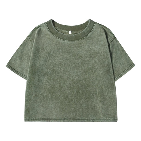 Slim Washed Cotton T-Shirt Women Casual Sport Short Sleeve Retro Tee Shirt