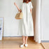 Loose Fit Slimming Cotton Linen Dress for Women Summer Plus Size Mid-Length Skirt