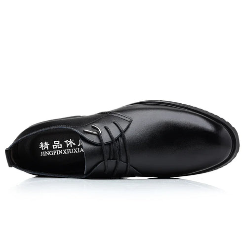 Leather Men Casual Shoes Breathable Formal Dress Shoes Lace-Up Non-Slip Driving Footwear