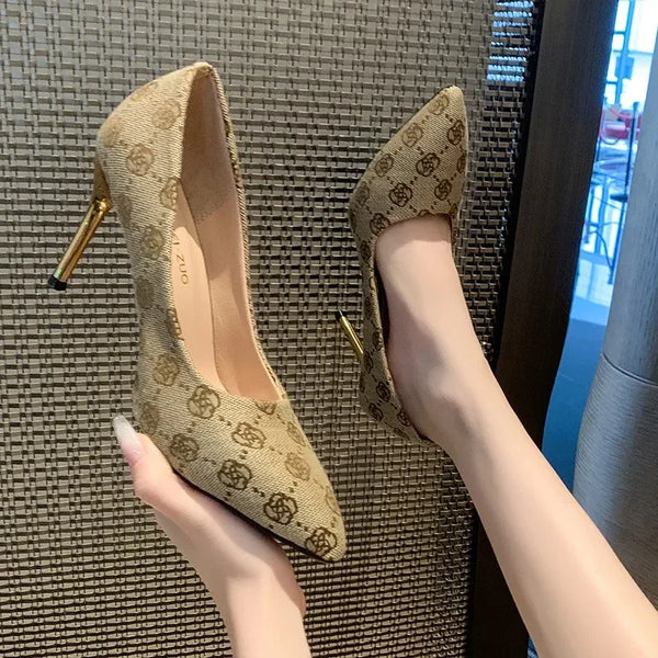 Luxury Gold Satin High Heels Bridal Shoes for Women