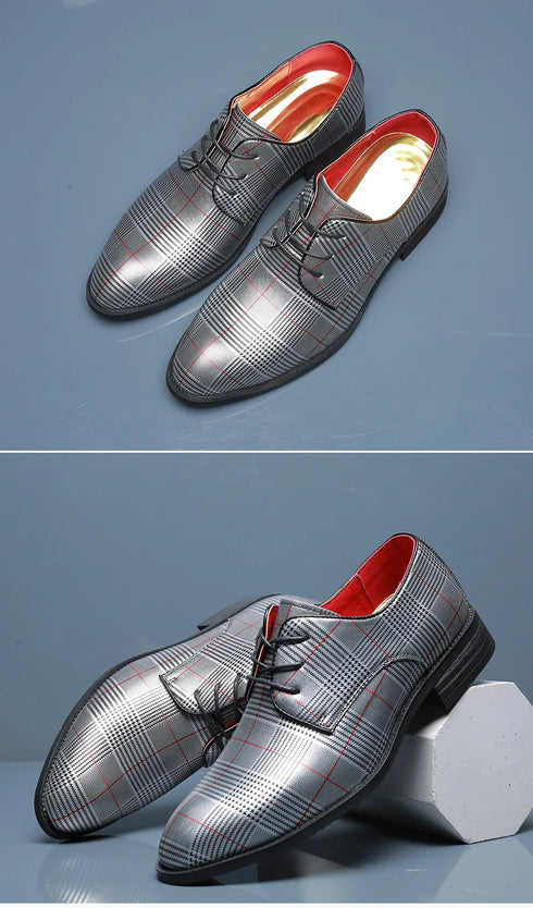 Men's Classic Luxury Oxfords - Fashionable Pointed Toe Lace-Up Formal Shoes for Weddings & Daily Wear, Sizes 38-48