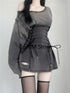 Fairycore Grunge Goth Corset Dress Women Aesthetic Streetwear Bodycon Y2k Indie Clothes