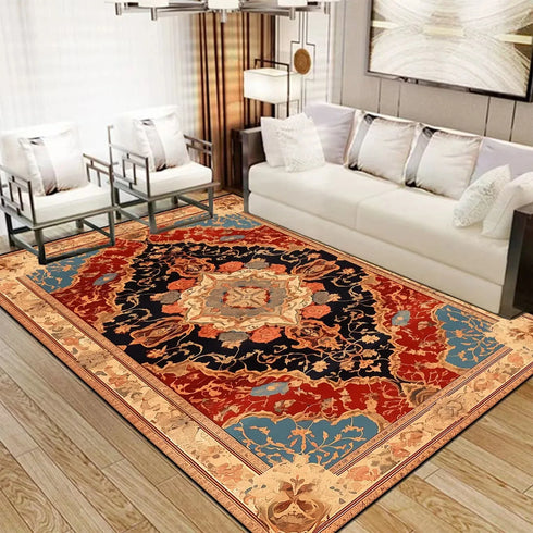 Persian Luxury Retro Red Carpet Living Room Large Non-Slip Coffee Table Mat Home Decoration Rug