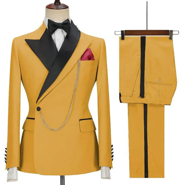 Elegant Tailored Men's Business Suit Set - Stylish Blazer and Matching Trousers for All Seasons