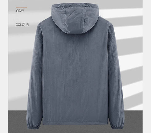 Lightweight Summer Outdoor Windbreaker Jacket for Men - Quick Dry, Sun-Protective, Ideal for Hiking, Fishing, Cycling, and Gym Activities with Hooded Design