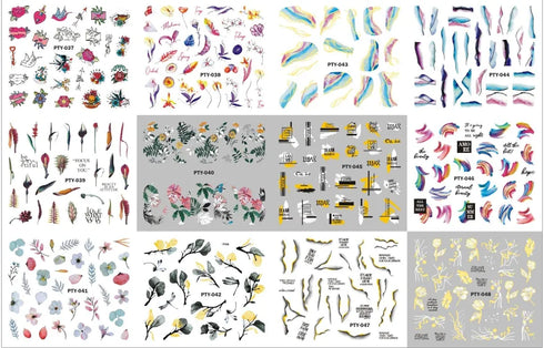 12 Floral Patterns Summer Nail Water Decals - Daffodils, Lilies, and Tulips for Stunning Nail Art Transfers and DIY Manicure Accessories