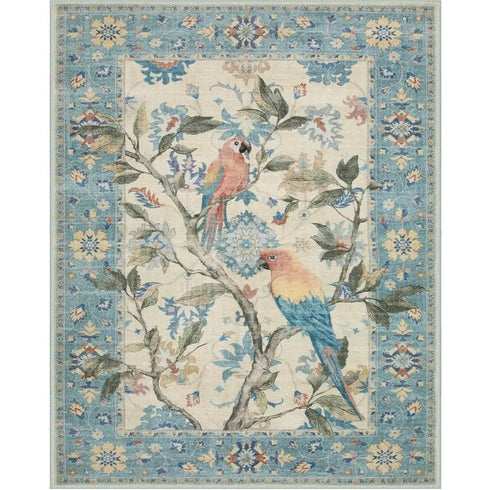 Floral Birds Area Rug for Living Room and Bedroom Decor Soft Non Slip Machine Washable Floor Mat