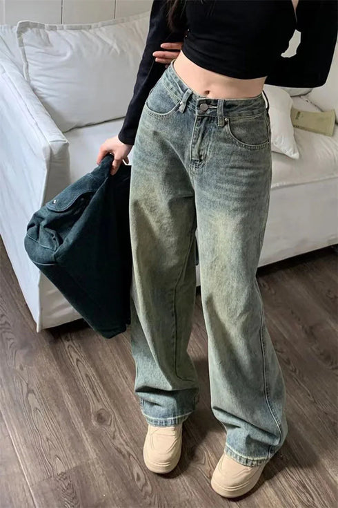 Vintage Wide Leg Jeans for Women - Stylish Casual Trousers Perfect for Spring Streetwear, Loose Fit High Waist Denim Pants Ideal for Effortless Wide Leg Jeans Outfit Inspirations