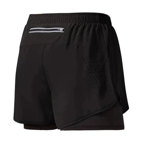 Men Fitness Built-in Pocket Sports Shorts 2 In 1 Quick Dry Outdoor Running