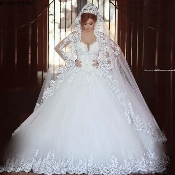 Formal Dresses Long Sleeve Wedding Dress Bride Gown Fairy