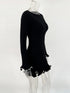 Women's Knit Mini Dress Ruffled Autumn High Waist Elegant Slim Party Dress Patchwork Knitwear