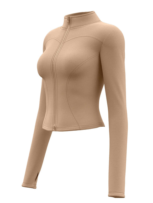 Waist Slimming Training Top Women’s Tight Stand Collar Zipper Fitness Yoga Shirt