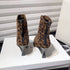 High Heels Ankle Boots Women Leopard Pointed Toe Fashion