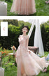 Off Shoulder Bridesmaid Dress Elegant Bubble Sleeve Floral Print Aline Gown For Party