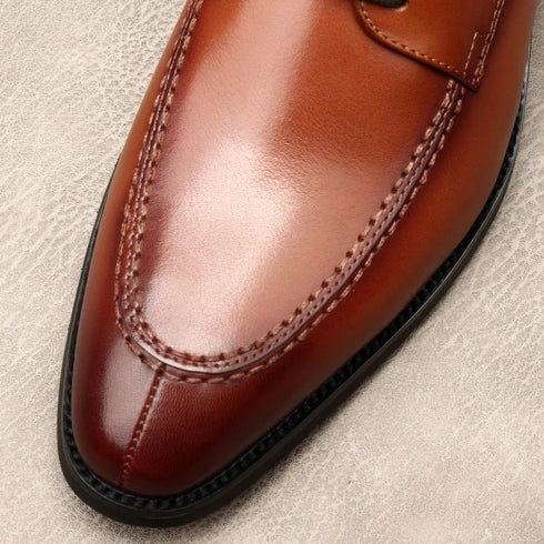 Luxury Handmade Genuine Leather Italian Oxfords for Men - Retro British Style Formal Social Shoes Perfect for Weddings and Office Wear
