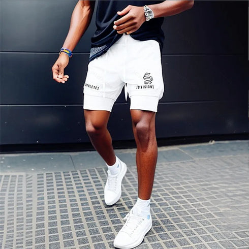 2-in-1 Breathable Sports Shorts for Men - Quick Dry Casual Jogging & Gym Workout Gear