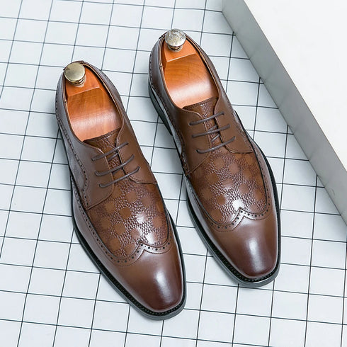 Stylish Brogue Lace-Up Business Formal Shoes for Men – Perfect for Office, Banquet, and Outdoor Parties in Sizes 38-48