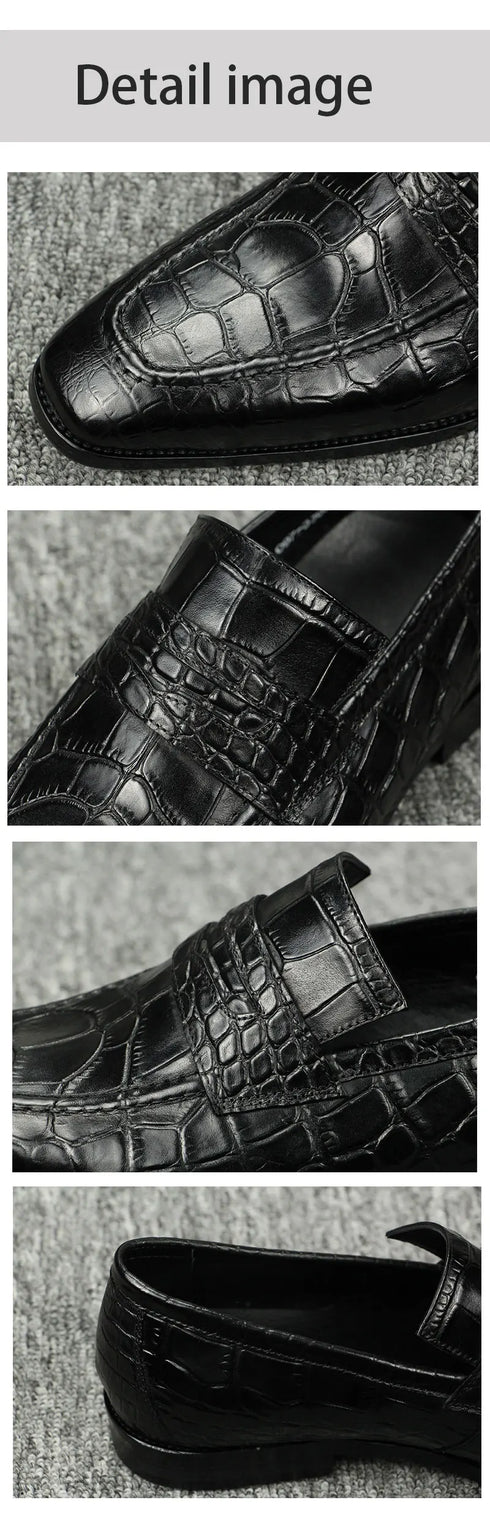 Classic Italian Men's Leather Slip-On Casual Oxford Shoes for Office and Outdoor Use