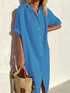 Women's Elegant Summer Shirt Dress Loose Fit Cotton Linen with Pockets