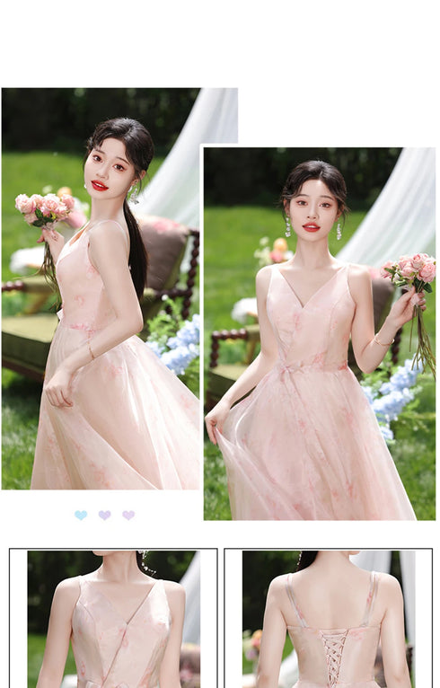 Off Shoulder Bridesmaid Dress Elegant Bubble Sleeve Floral Print Aline Gown For Party