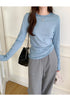 Slim Fit Long Sleeve O Neck T Shirt for Women Casual Streetwear Tops