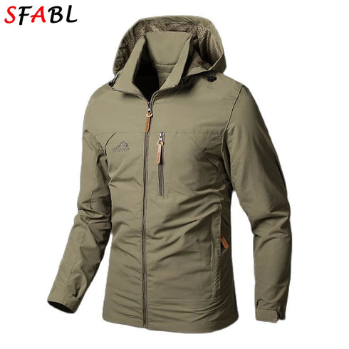 Men's Lightweight Waterproof Windbreaker Jacket for Outdoor Activities - Breathable Tactical Coat for Hiking, Camping, and Sports