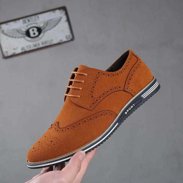 Elegant Designer Men's Lace-Up Formal Dress Shoes - Stylish Black Casual Loafers for Wedding and Daily Wear