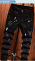 Retro Ripped Black Stretch Jeans Men's Casual Comfort Pants