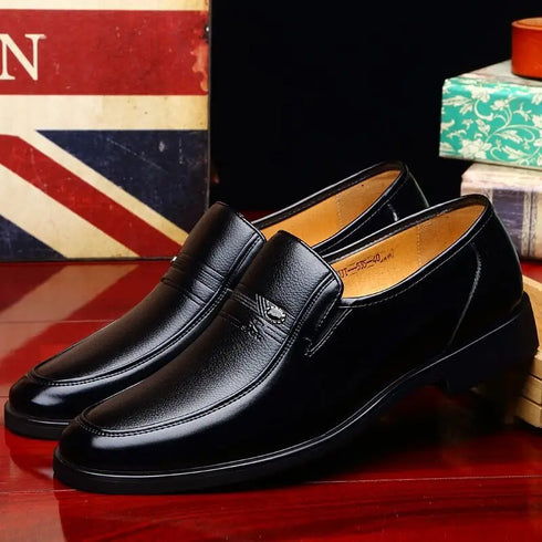 Elegant Leather Men’s Formal Shoes - Luxury Slip-On Loafers for Dressy Occasions, Breathable Moccasins, Versatile Casual Business Footwear in Plus Sizes 38-44