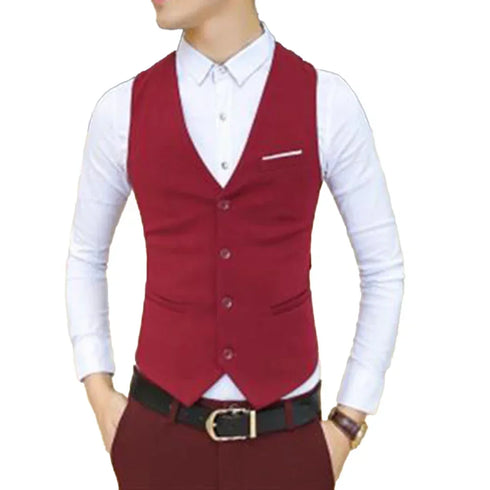 Men's Formal V Neck Tuxedo Vest - Tailored Fit Waistcoat for Business Events and Gatherings