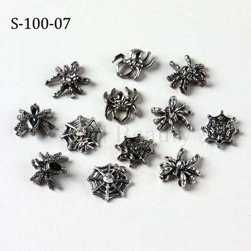 Halloween Spider Nail Art Charms - 3D Alloy Rhinestones for Stylish DIY Manicure and Nail Decor Accessories, Perfect for Gothic Punk and Retro Designs