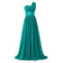 Bridesmaid Dress A Line Chiffon One Shoulder Pleated Back Lace Up Floor Length Wedding Dress