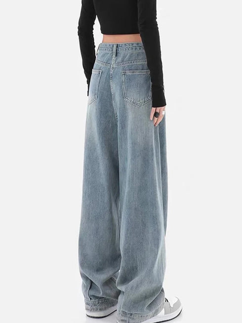 Casual Wide Leg Jeans for Women - Trendy Harajuku Punk Denim Cargo Pants for Effortless Streetwear Style, Perfect for Fall Outfits and Homecoming Events