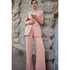 Elegant Single Button Two-Piece Women Pants Set for Office Ladies - Stylish Jacket and Wide Leg Trousers Ensemble