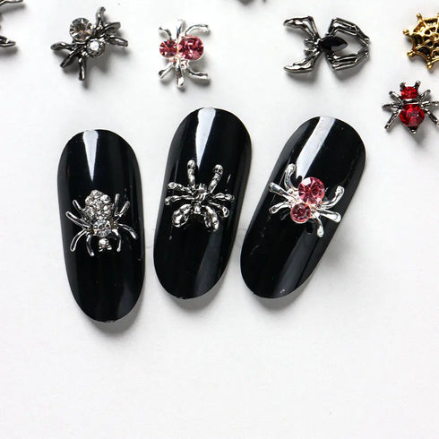 Halloween Spider Nail Art Charms - 3D Alloy Rhinestones for Stylish DIY Manicure and Nail Decor Accessories, Perfect for Gothic Punk and Retro Designs