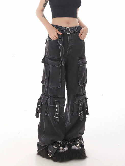 Classic High Waist Wide Leg Women’s Jeans with Multiple Pockets - Perfect for Casual Street Style and Fall Outfits