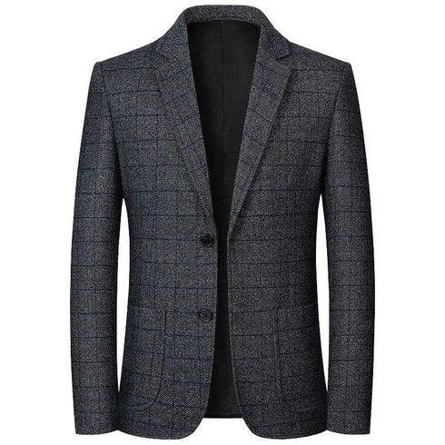 Stylish Men's Plaid Blazers for Spring and Autumn – Smart Casual Formal Suits Jackets with Slim Fit Design and Turn Down Collar for Effortless Outerwear Elegance
