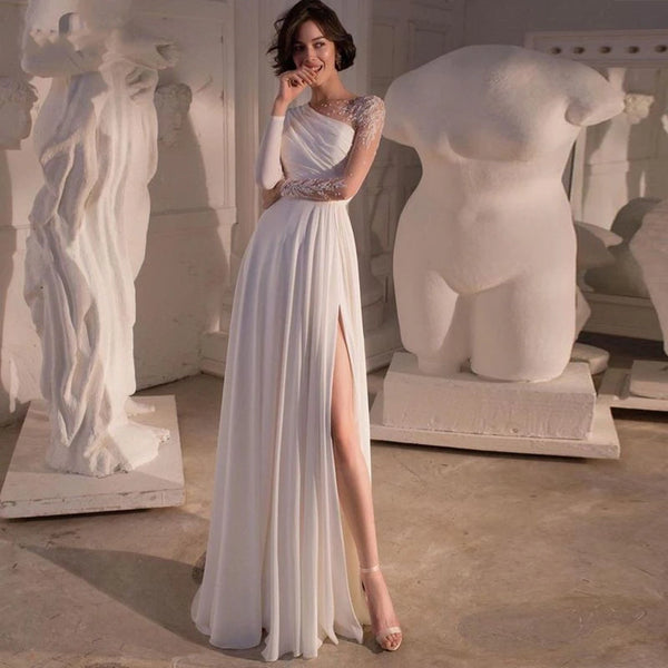 Simple Chiffon Wedding Dresses Vintage Strapless Gowns Elegant