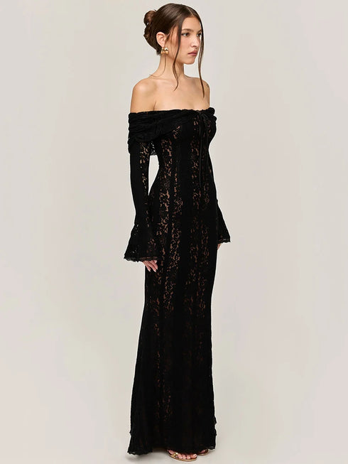Mozision Lace Off-shoulder Sexy Maxi Dress Elegant Evening Dress