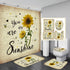 4 Piece Doormat Shower Curtain Set with Non-Slip Rugs Toilet Seat Cover and Bath Carpet for Bathroom Decor