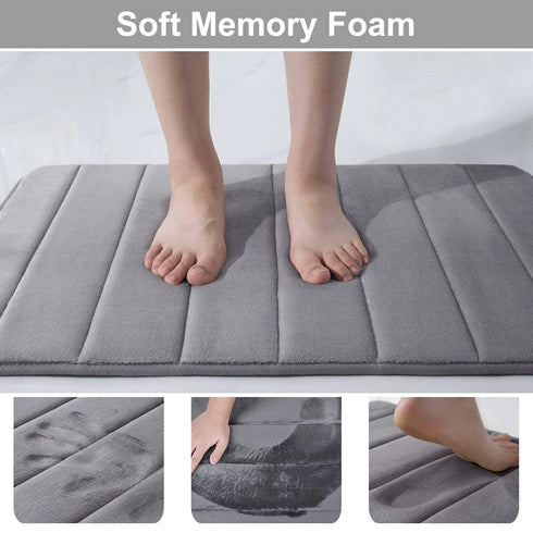 Absorbent Non-Slip Bath Mat Soft Memory Foam Bathroom Rug Machine Washable Foot Mat