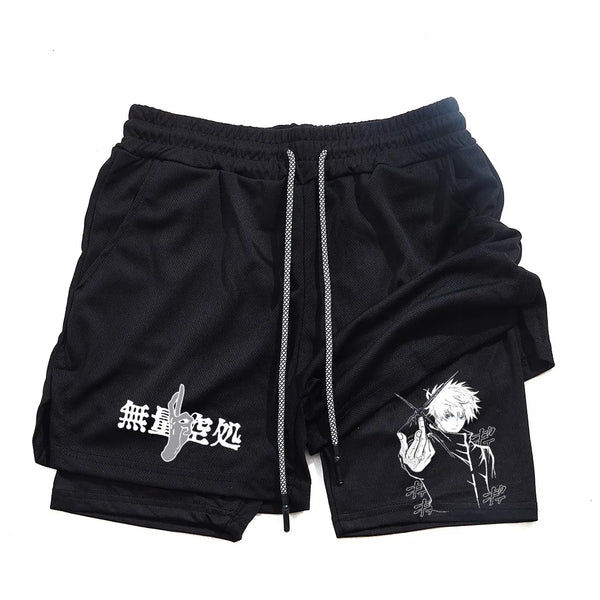 Anime Compression Shorts for Men, Summer Sports 2 in 1 Fitness