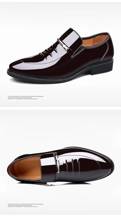 Men Patent Leather Casual Loafers Slip On Shoes for Business and Party