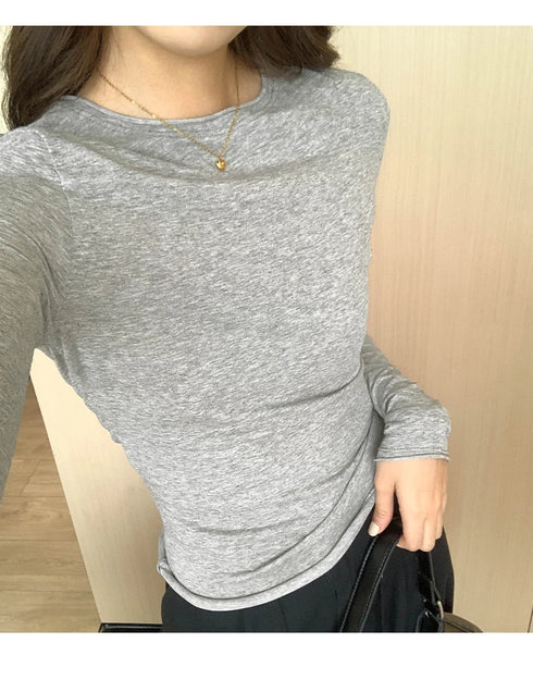 Slim Fit Long Sleeve O Neck T Shirt for Women Casual Streetwear Tops