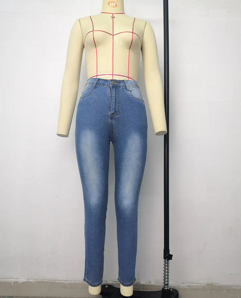 Casual Slim Fit High Waist Elastic Denim Pencil Pants for Women - Perfect for Fall Outfits with Jeans in All Seasons, S-3XL Sizes Available
