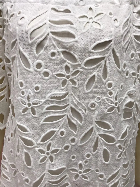 Summer Chic Off Shoulder Loose Dress Cute Sweet Style Girls Flower Lace Retro Vintage Cotton Blends Midi Dress